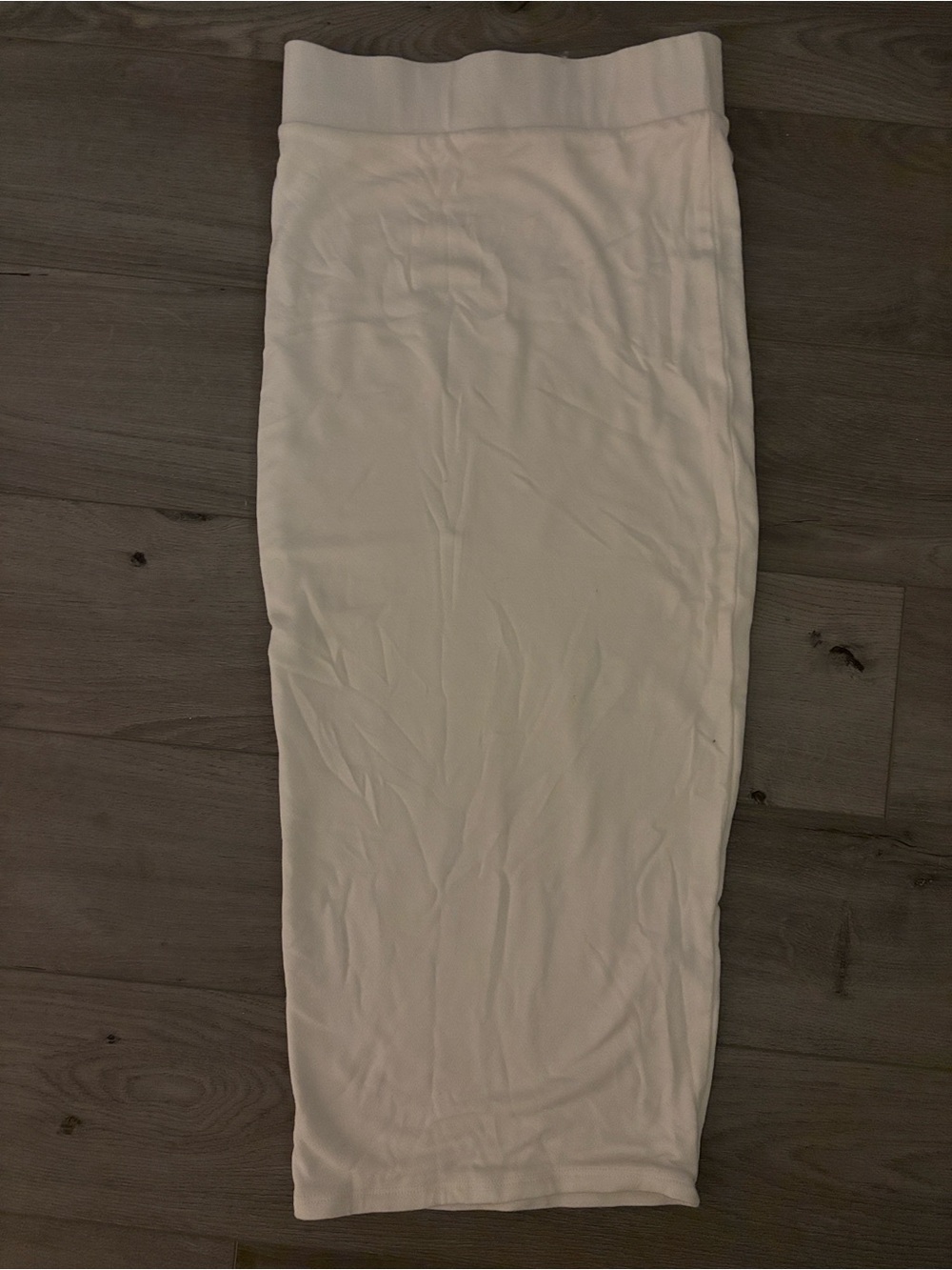 naked wardrobe White Ribbed Midi Pencil Skirt